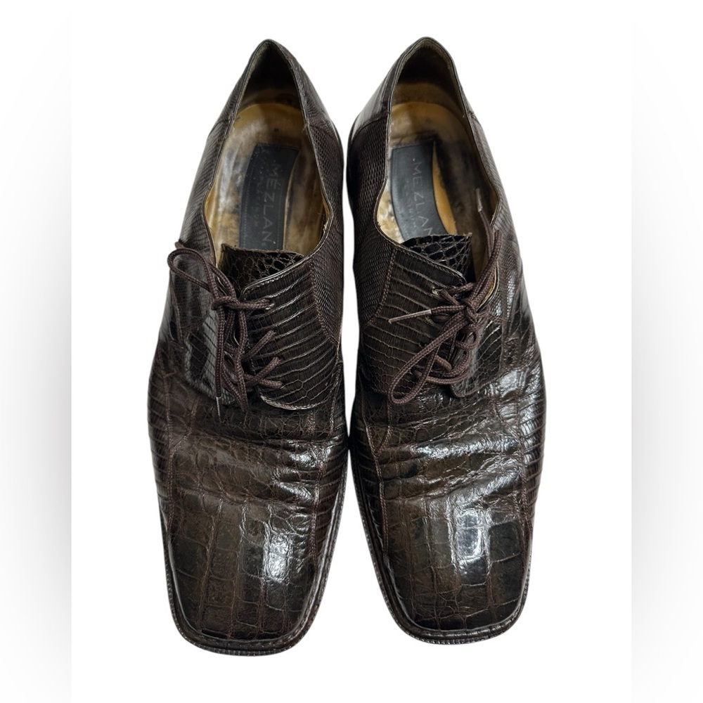 Mezlan Platinum Brando Brown Crocodile Mens Shoe Size 10.5